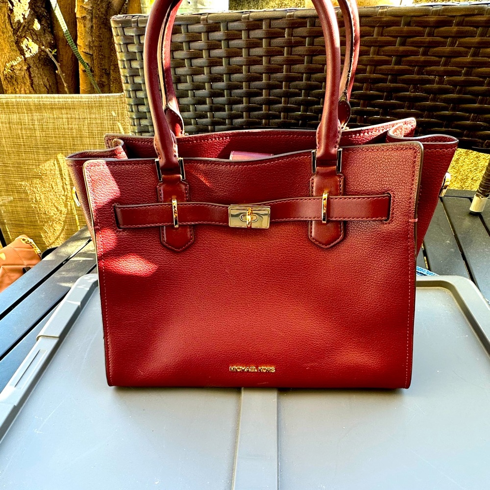 Michael Kors brown leather handbag medium size